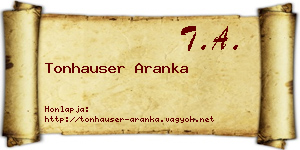 Tonhauser Aranka névjegykártya